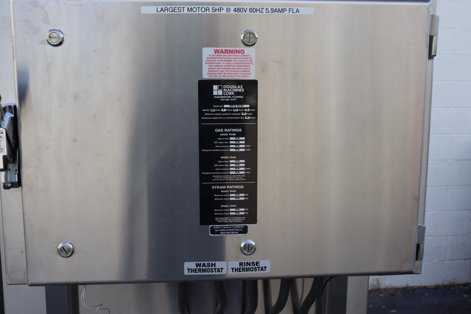 Douglas Commercial Pot Pan Utensil High Temp Washer SD10 ELEL, 480V, 3PH CLEAN