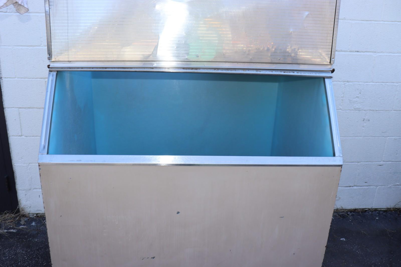 Large Storage Ice Bin, Tan Metal, Insulated, Used