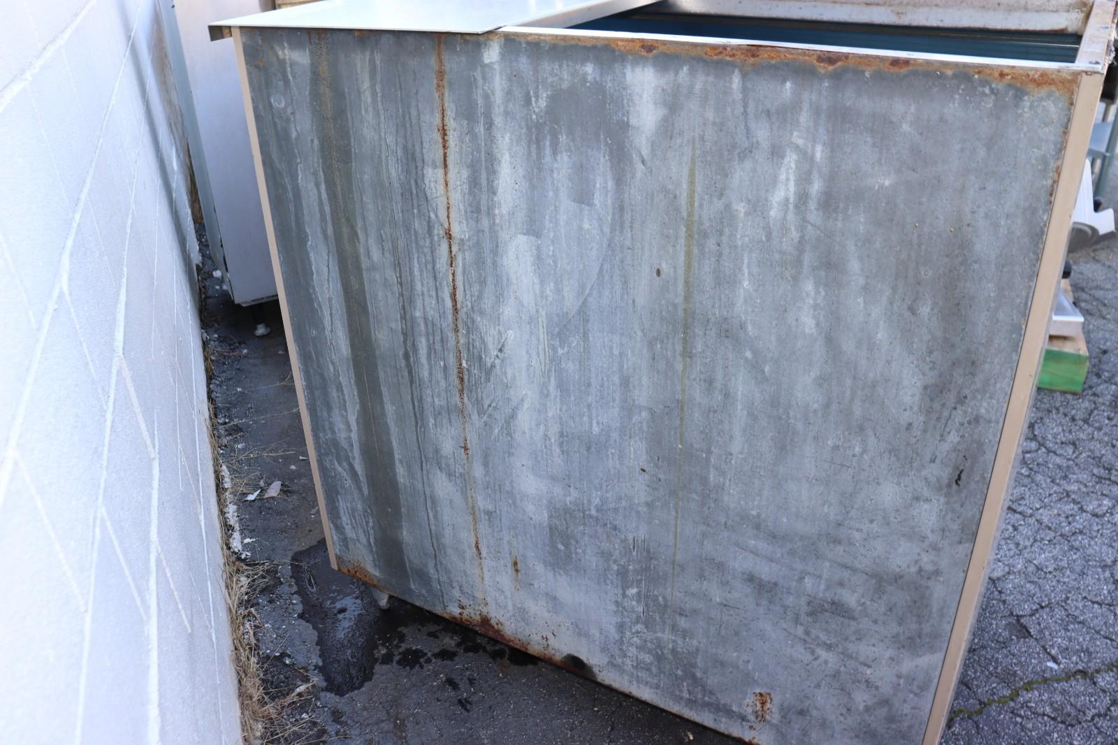 Large Storage Ice Bin, Tan Metal, Insulated, Used