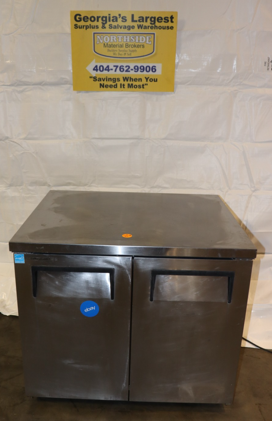 True Manufacturing Co. TUC-36-LP 2-Door Undercounter Fridge, Used