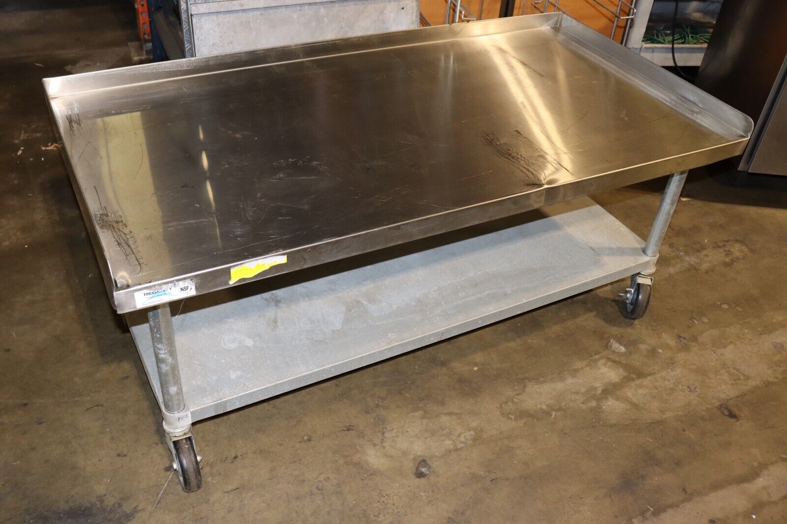30"W x 60"L Stainless Steel Restaurant Stand Table with Undershelf and Casters - NMB Restaurant Equipment