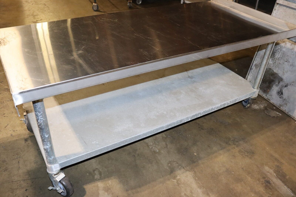 30"W x 60"L Stainless Steel Restaurant Stand Table with Undershelf and Casters - NMB Restaurant Equipment