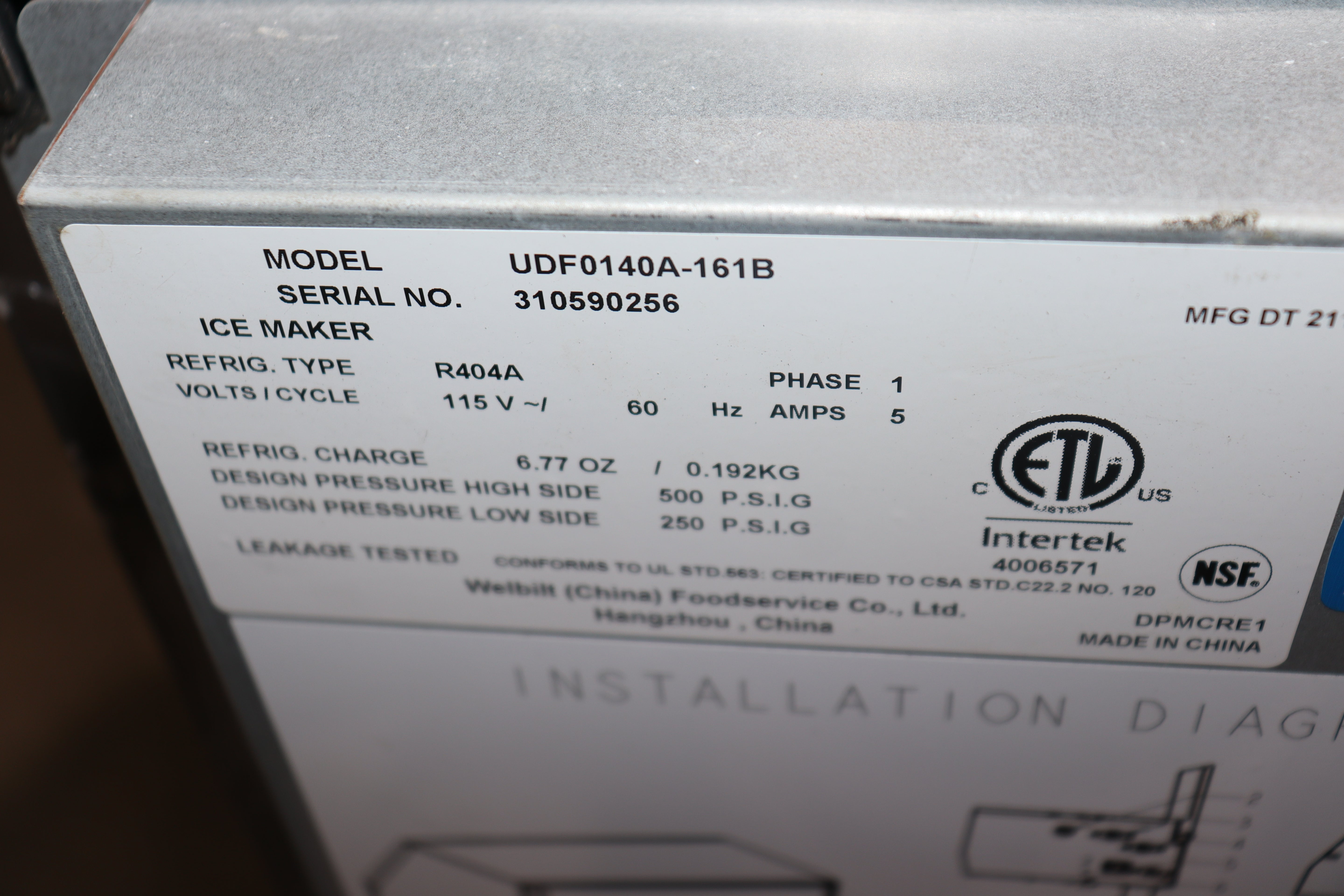 Manitowoc UDF0140A NEO Undercounter Ice Maker Air Cooled Self Contained 135 lb
