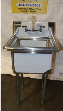 23.5" No Drainboard 18"x18"x12" Bowl Stainless Steel Commercial Sink, w/ Faucet