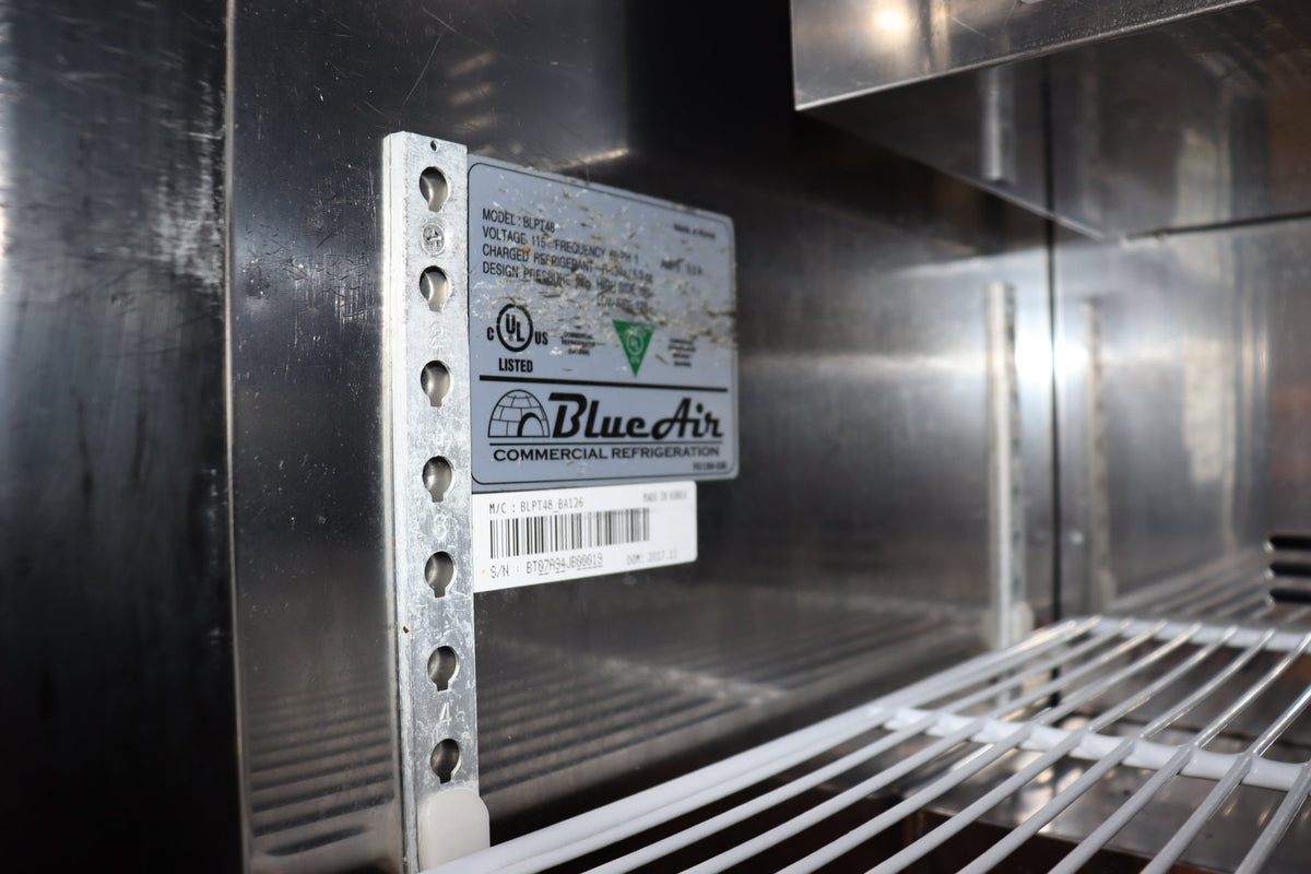 Blue Air BLPT48-HC Sandwich Prep Table Two-section 48-3/8"W, w/ Overshelf - NMB Restaurant Equipment