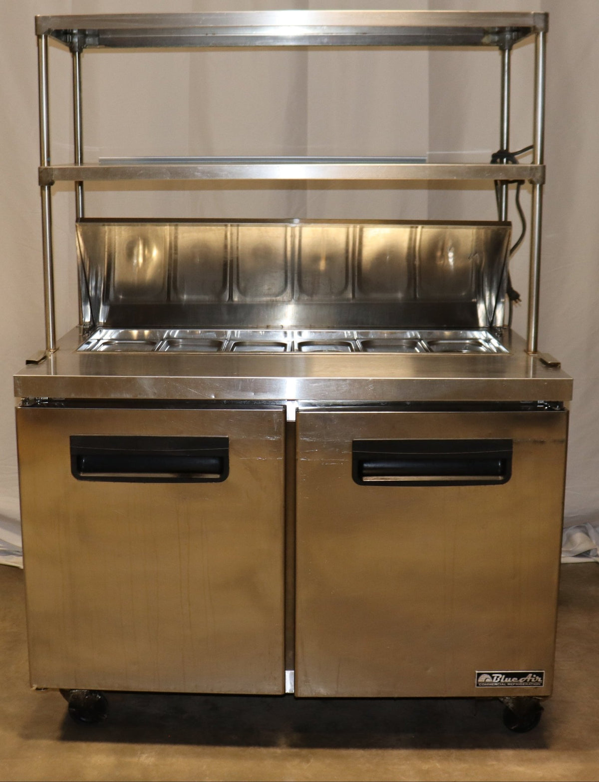 Blue Air BLPT48-HC Sandwich Prep Table Two-section 48-3/8"W, w/ Overshelf - NMB Restaurant Equipment