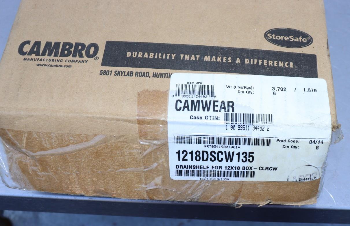 Case of 6 Cambro 1218DSCW135 Drain Shelf for Half-Size Cambro Food Storage Boxes - NMB Restaurant Equipment