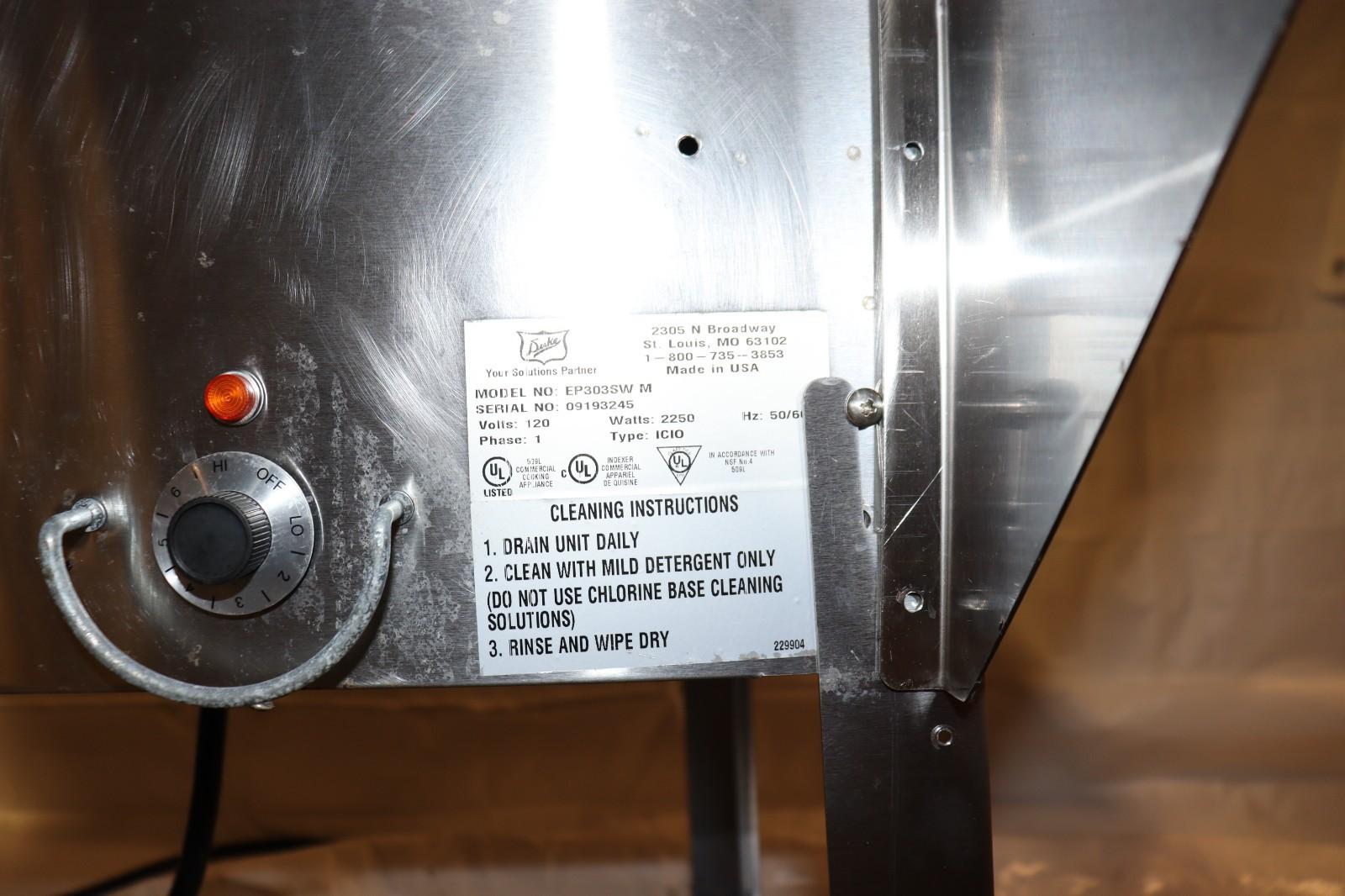 Duke EP303SWM Hot Food Table, Stainless, w/ Drain, 120V, 1PH, Used, Clean - NMB Restaurant Equipment