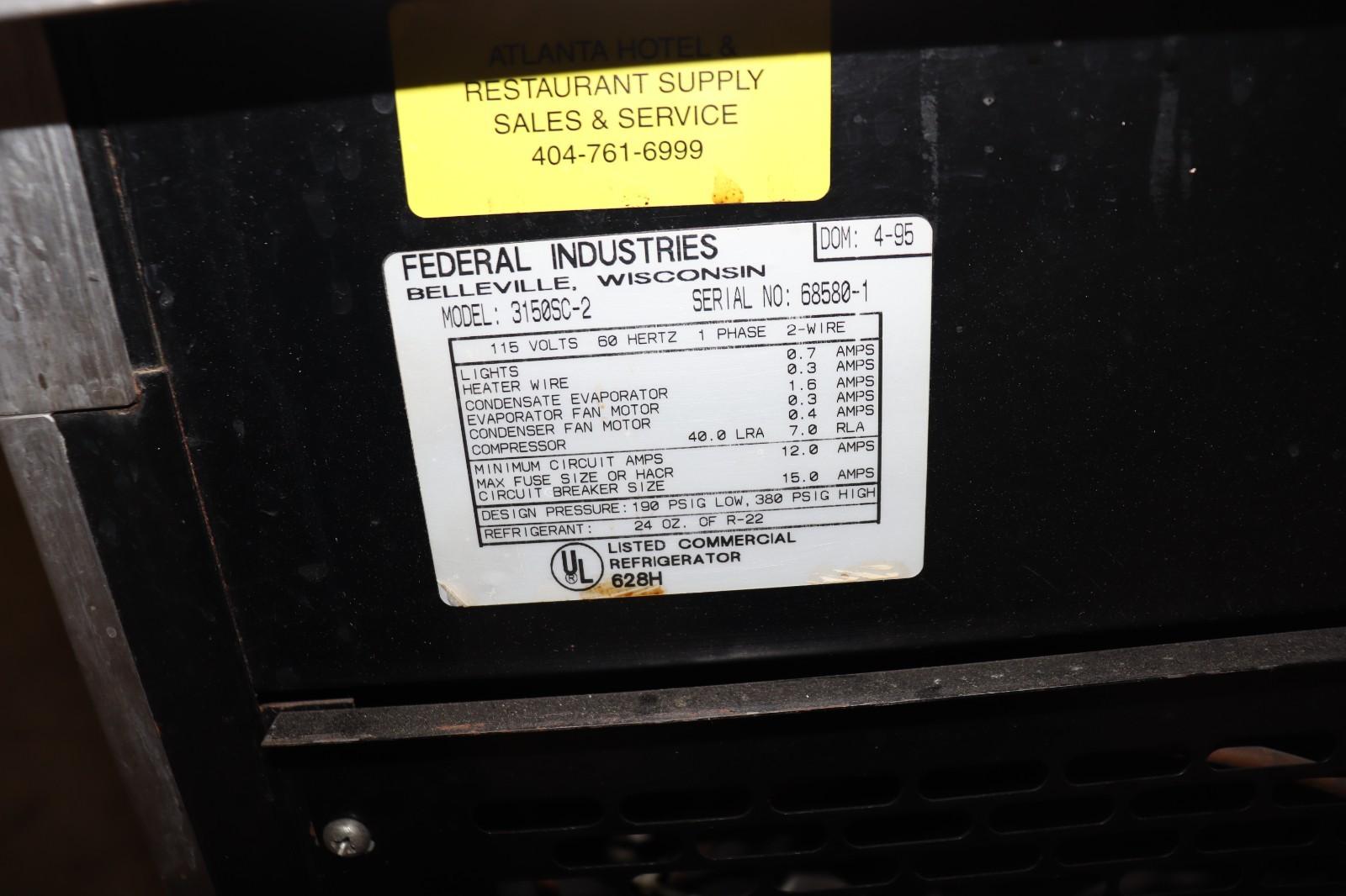 Federal Industries 31505C-2 Refrigerated Display Case, CLEAN, Rolling, Used - NMB Restaurant Equipment