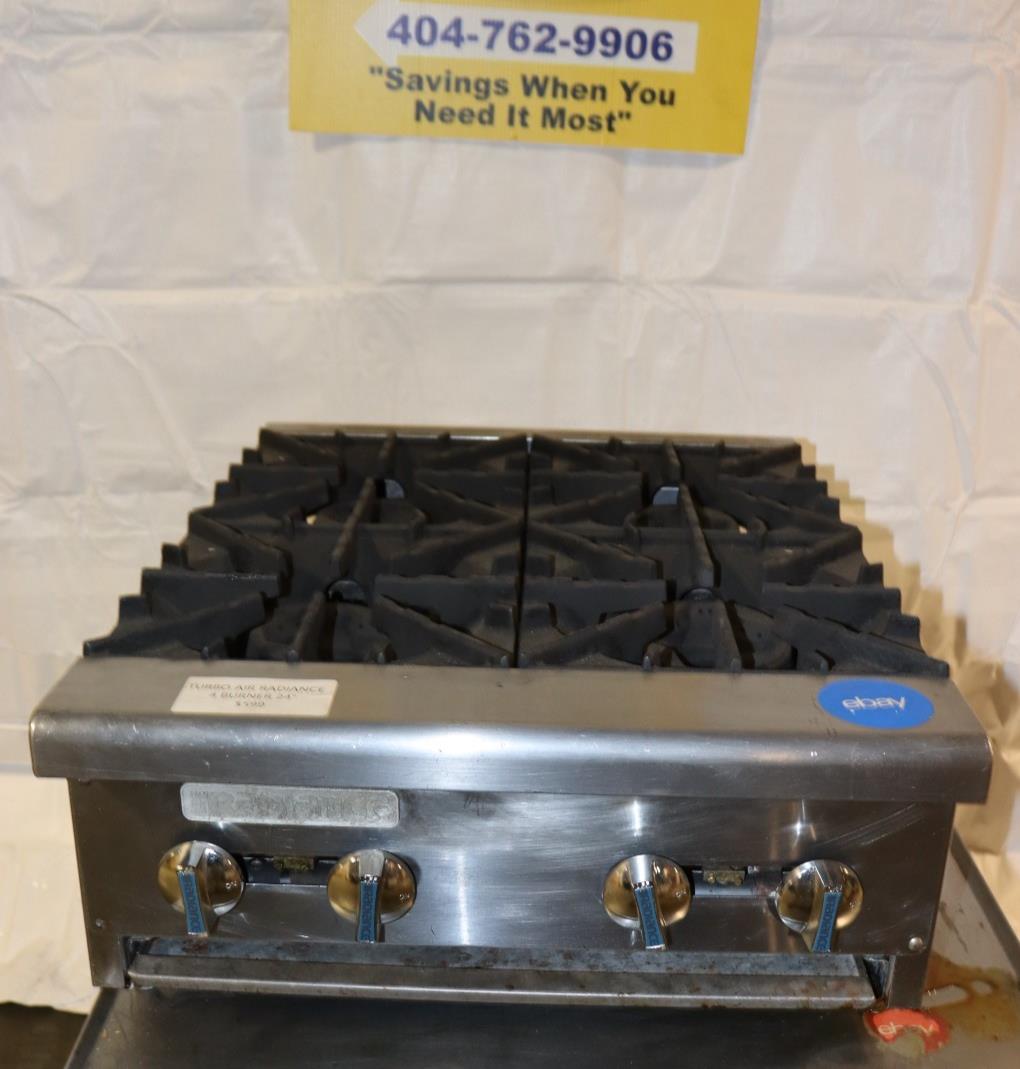 Radiance 24" Counter Top 4 Burner Gas Commercial Hotplate 128,000 btu, Used - NMB Restaurant Equipment
