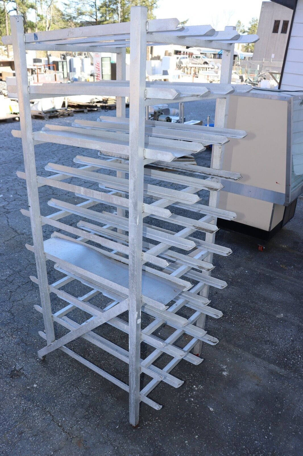 Restaurant Can Rack 10 Can Storage Commercial Rack, Aluminum, Used - NMB Restaurant Equipment