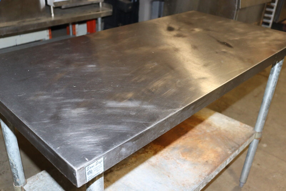 Sani-Safe 48''x 24'' Stainless Steel Table Prep & Work Commercial Worktable Used - NMB Restaurant Equipment
