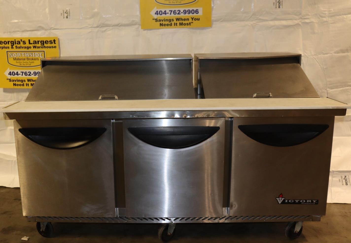 Victory Refrigeration VUR-72-18 Commercial Sandwich/Salad Prep Table, 3 Door - NMB Restaurant Equipment