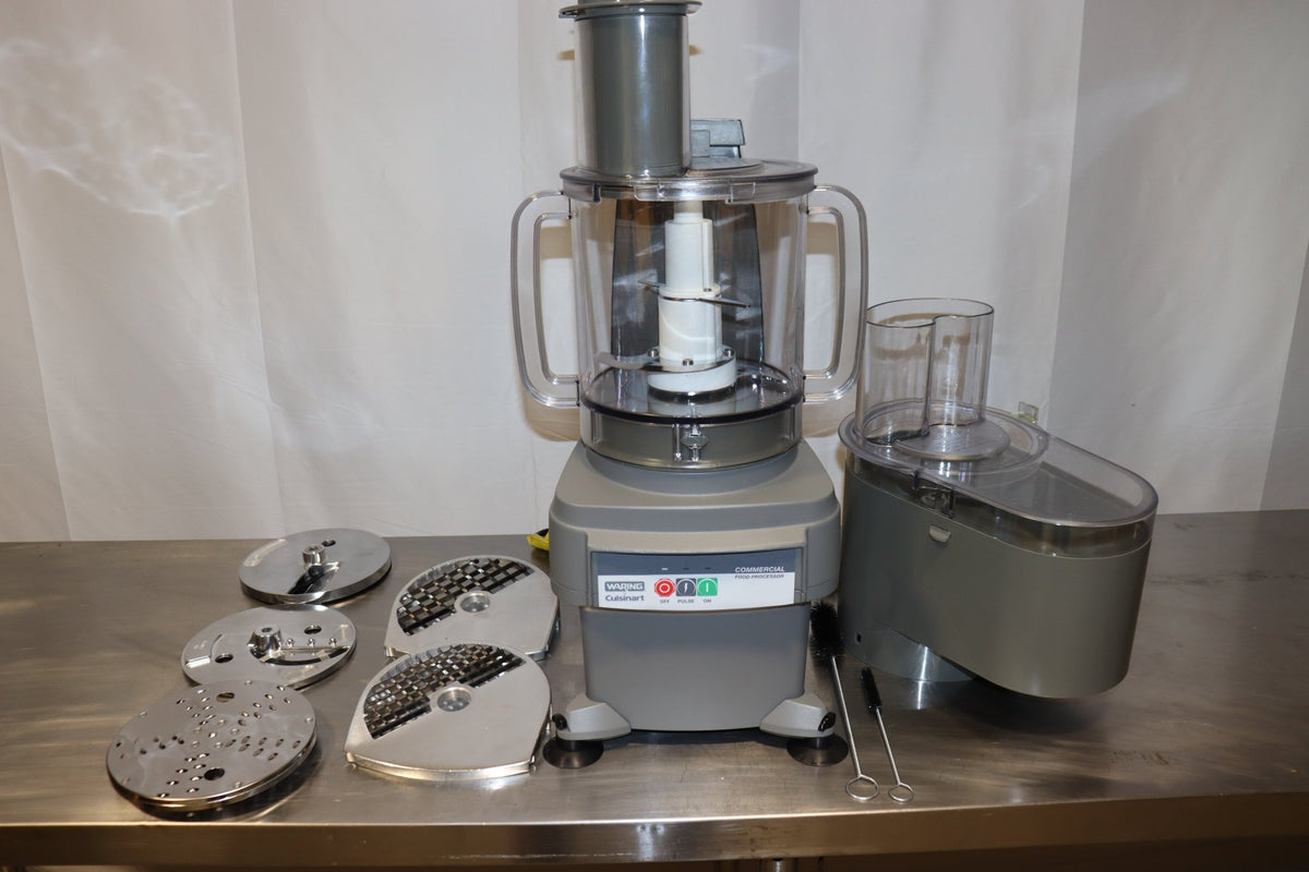 Waring FP2200 Combination Food Processor with 6 Qt. Clear Bowl, Continuous Feed & 2 Discs - NMB Restaurant Equipment