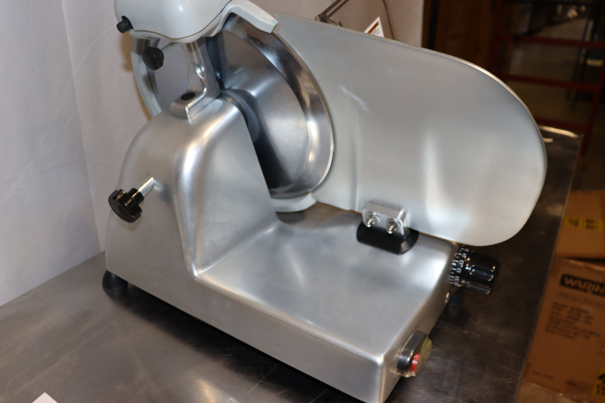 Waring WCS300SV Commercial Electric Food Slicer, 12" Tempered Chrome Blade - NMB Restaurant Equipment