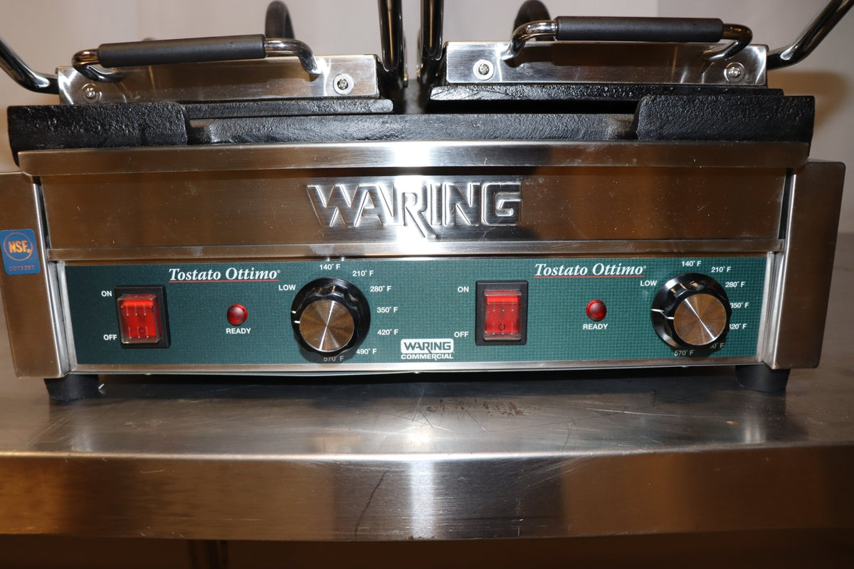 Waring WFG300 Tostato Supremo Smooth Top & Bottom Dual Panini Sandwich Grill, 240V, 3120W - NMB Restaurant Equipment