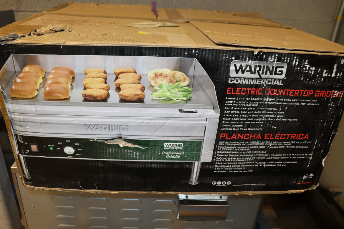Waring WGR240X 28" Electric Countertop Griddle, 240V, Stainless Steel Top - NMB Restaurant Equipment