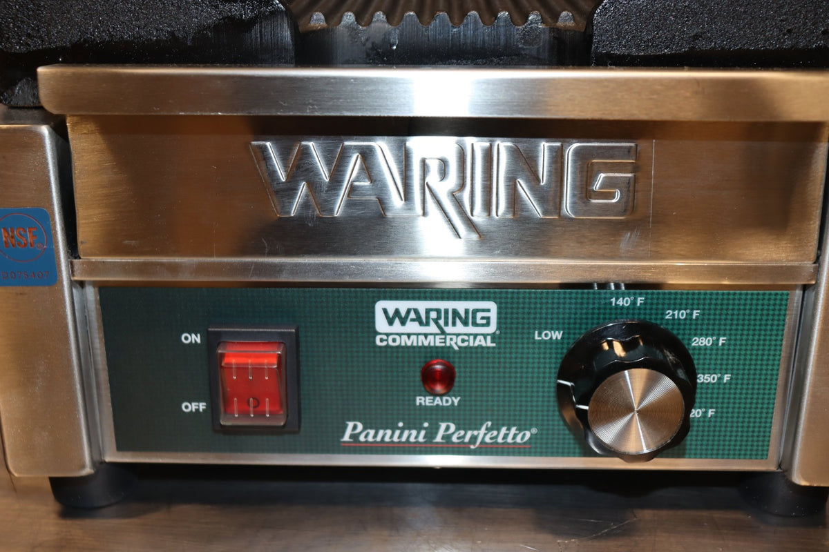 Waring WPG150 Panini Perfetto Grooved Top & Bottom Panini Grill, 120V, 1800W - NMB Restaurant Equipment